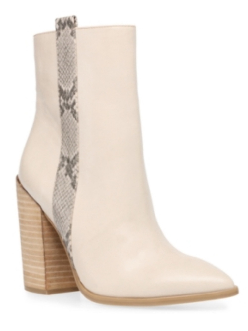 DV by Dolce Vita Cream Ankle Boot with Snake-Print Panel
